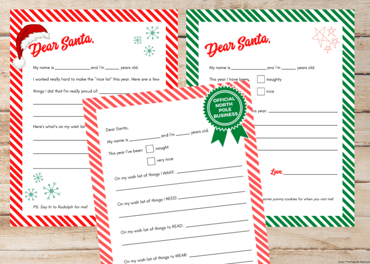 3 Letter to Santa Free Printable Templates