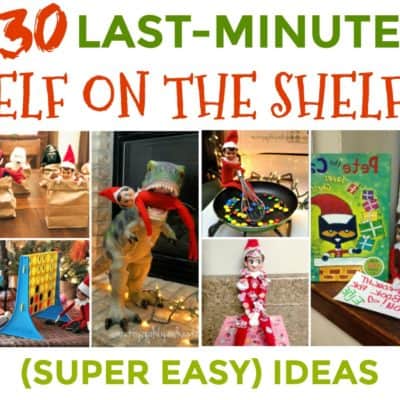 30 Quick & Easy Elf on the Shelf Ideas to pull together in 5 minutes. Last-minute elf on the shelf ideas with supplies you already have around your house.