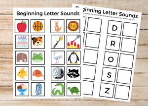 Beginning Letter Sounds Worksheets