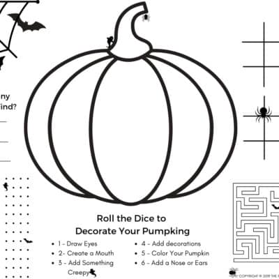 Cute (and Free) Halloween Activity Page & Halloween Coloring Page in PDF Format. Fun Halloween Games including Color Your Pumpkin game, counting games, maze, and more coloring page to keep little ones busy.