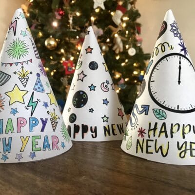 New Years Activity Kids Coloring Party Hats