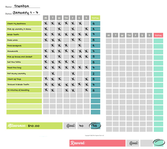 Kid's Reward & Allowance Task List Pack