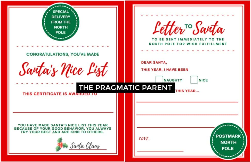 Send a special Letter to Santa. Have your child write a letter to santa with their wish list. What a special holiday tradition for kids to fill out and send. Give your kids a special certificate from the North Pole saying they've made the nice list this year because of their good behavior. 