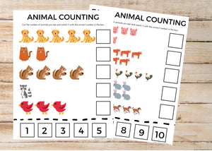 Animal Counting Worksheets