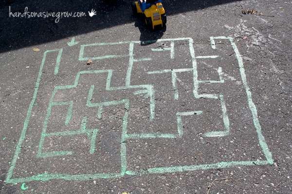 chalk art maze for kids