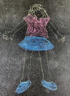 chalk art self portrait