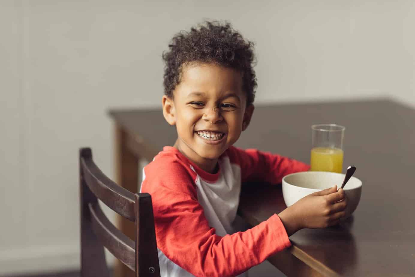 child going through his daily routine