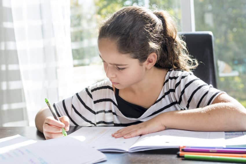 child doing homework routine