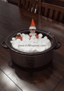 elf on the shelf taking a bath