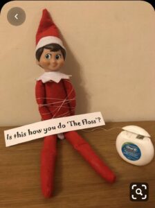 flossing elf on the shelf