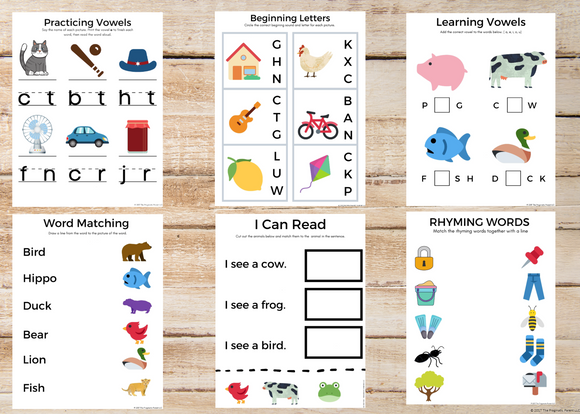 ABCs / Phonics / Rhyming BUNDLE (45 Worksheets)