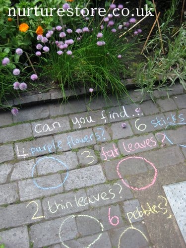 nature scavenger hunt chalk art